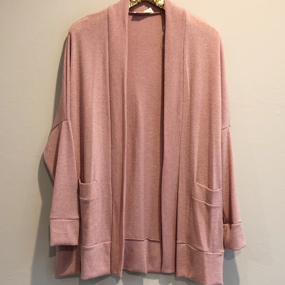 LAST 1: Dusty Pink Sweater Cardigan - Picture 3 of 4